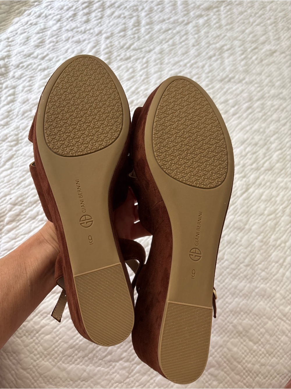 Giani Bernini Jayleen Platform Wedge Brown Suede Sandals 9 - Picture 9 of 16